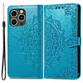 Miniatyrbillede 1 af 2: Mandala iPhone 14 Pro læderetui - Blå Blue