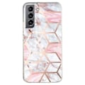 Miniatyrbillede 1 af 2: Marble Samsung Galaxy S22 Etui - Lyserød / Hvid Marmor Pink