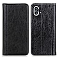 Miniatyrbillede 1 af 2: Nothing Phone (1) ægte læderetui med magnetisk lukning - Sort Black