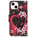 Miniatyrbillede 2 af 2: Wonderland iPhone 14 flip etui - Rødt Hjerte Red