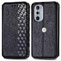 Miniatyrbillede 1 af 2: Læder Etui med A Stilfuldt Rhombus Tryk til Motorola Edge 30 Pro - Sort Black