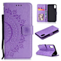 Miniatyrbillede 1 af 2: iPhone Xr flip cover i læder med Mandala-mønster - Lilla Purple