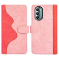 Miniatyrbillede 1 af 2: To Farvet Læder Flip Case til Motorola Moto G Stylus 5g (2022) - Lyserød Pink