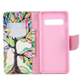 Miniatyrbillede 2 af 2: Samsung Galaxy S10 trykt mønster læder flip etui - Farvet Træ Multicolor