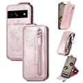 Pikkukuva 2 / 2: Vertical Flip Phone Suojakotelo With Zipper For Google Pixel 7a - Ruusukulta Pink