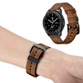 Pikkukuva 2 / 2: Huawei Watch GT / Samsung Galaxy Watch 46mm ompeleet tekstuuri aito nahkainen kellonauha - Ruskea Brown