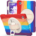 Pikkukuva 1 / 2: Lenovo Tab M10 Plus (Gen 3) 360 astetta kääntyvä silikonisuojus käsihihnalla - Värikäs Punainen Multicolor