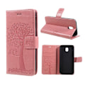 Miniatyrbillede 1 af 2: Samsung Galaxy J5 (2017) Beskyttende læder etui med tryk - Lyserød Pink