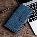 Pikkukuva 4 / 6: Krokotiilin Nahkainen Läppäkotelo For OnePlus 11 - Sininen Blue
