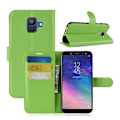 Miniatyrbild 1 av 2: Samsung Galaxy A6 (2018) mobilfodral PU läder plånbok stående position - Grön Grön