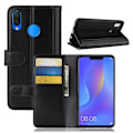Miniatyrbild 1 av 2: Huawei P Smart Plus mobilfodral av koskinns läder med stående plånbok - Svart Svart