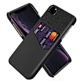 Miniatyrbillede 1 af 2: KSQ stødsikkert hybridbagcover i PU og stof med kortplads iPhone 11 Pro 5,8 tommer (2019) - Sort Black