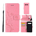 Pikkukuva 1 / 2: Samsung Galaxy S10 painettu Perhonen Kukka nahkainen flip suojakotelo - Pinkki Pink