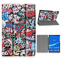 Pikkukuva 1 / 2: Lenovo Tab M10 FHD Plus kolminkertainen nahkakotelo - Sarjakuva Graffiti Multicolor