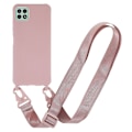 Miniatyrbillede 1 af 2: Tyndt TPU-etui med mat finish og justerbar strop til Samsung Galaxy A22 5G - Dyb Pink Pink