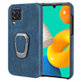 Miniatyrbild 1 av 2: Stötsäkert läderfodral med oval kickstand för Samsung Galaxy M32 - Blå Blå