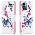 Miniatyrbillede 1 af 2: Wonderland Nokia G11 / Nokia G21 flip etui - Ferskenblomst Og Sommerfugle Multicolor