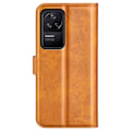 Pikkukuva 2 / 2: Lompakko Nahkakotelo For Xiaomi Poco F4 / Redmi K40s - Keltainen Brown