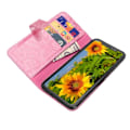Miniatyrbillede 2 af 2: iPhone Xs Max flip cover i læder med spiralstruktur og vinglasmønster - Pink Pink