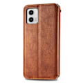 Pikkukuva 2 / 2: Nahkakotelo With A Stylish Rhombus Imprint For Motorola Moto G73 - Ruskea Brown