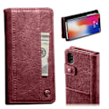 Pikkukuva 1 / 2: iPhone Xs Max CASEME vintage tyylinen synteetti nahkainen lompakko suojakotelo - Punainen Red
