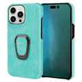 Miniatyrbild 1 av 2: Shockproof Läder Skal med Oval Kickstand till iPhone 14 Pro Max - Cyan Grön