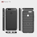 Miniatyrbild 2 av 2: Huawei Honor 7X mobilskal i TPU material skyddande kolfiber textur värmeavledande - Svart Svart
