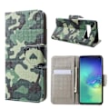 Pikkukuva 1 / 2: Samsung Galaxy S10 risti pintainen nahkainen flip suojakotelo - Camouflage Green
