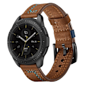 Pikkukuva 1 / 2: Huawei Watch GT / Samsung Galaxy Watch 46mm ompeleet tekstuuri aito nahkainen kellonauha - Ruskea Brown