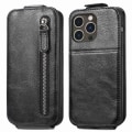Miniatyrbillede 1 af 6: Lodret iPhone 14 Pro flip etui med lynlås - Sort Black