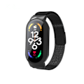 Miniatyrbillede 2 af 2: Xiaomi Mi Band 7 urrem i rustfrit stål og cover med hærdet glas - Sort Black