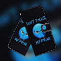 Miniatyrbild 2 av 2: Huawei Y6 2019 konstläderfodral med motiv - Don't Touch My Phone multifärg