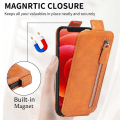 Miniatyrbillede 4 af 6: Lodret iPhone 12 Mini flip etui med lynlås - Brun Brown