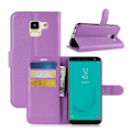 Miniatyrbillede 1 af 2: Samsung Galaxy J6 mobiletui i lædermateriale med Litchi overflade samt magnetisk lukkeklap - Lilla Purple