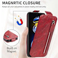 Pikkukuva 5 / 6: Vertical Flip Phone Suojakotelo With Zipper For Xiaomi Redmi Note 11S 5G / Poco M4 Pro 5g / Note 11t 5g - Punainen Red