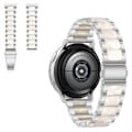 Pikkukuva 1 / 2: 22mm Universal jazzy kolme helmi hartsi ruostumattomasta teräksestä kellon hihna - Hopea / Helmi Valkoinen White