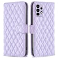 Pikkukuva 1 / 2: Rombuskuvioinen matta läppäkotelo Samsung Galaxy A72 5G - Violetti Purple