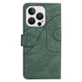 Miniatyrbild 2 av 2: Texturerat läder iPhone 14 Pro fodral med handledsband - Grön Grön
