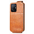 Miniatyrbillede 2 af 6: Vertical Flip Phone Etui med Zipper til Xiaomi 11T / 11T Pro - Brun Brown