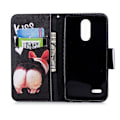 Pikkukuva 2 / 2: LG K8 (2018) Kuvallinen Magneettinen PU Nahkainen Lompakko Suoja Kotelo - Kiss My Ass Teksti Multicolor