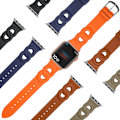 Miniatyrbild 2 av 2: Apple Watch (45 mm) klockarmband i äkta läder med dubbla ringar - Svart Svart