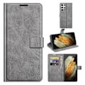 Pikkukuva 2 / 2: Wallet-style Nahkakotelo For Samsung Galaxy S22 Ultra - Harmaa Silver grey