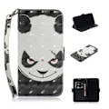Pikkukuva 1 / 2: iPhone 9 Kimalteleva Kuviollinen Synteetti Nahkainen Lompakko Suojakotelo - Suuttunut Panda Multicolor