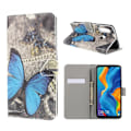 Miniatyrbillede 1 af 2: Huawei P30 Lite mønstret læder flip etui - Blå Sommerfugle Blue