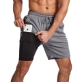 Miniatyrbild 1 av 5: Baddräkter för Män, Baddräkter med Kompressionsfoder 2 i 1 Snabbtorkande Stretchiga Herrbaddräkter Surfstrandshorts med 2 Fickor med Dragkedja Grey XXL