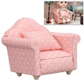 Miniatyrbild 5 av 8: 1:12 Skalig Dockhus Mini-Soffa Högkvalitativ Simulerad Fåtölj Rosa Vit Polka Dots Möbler för 1:12 Dockhus Dekoration