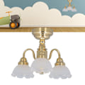 Miniatyrbild 8 av 8: Dockhus Taklampa 3-Huvud Batteridriven Metall Glas Chandelier för 1:12 Skala Miniatyr Dekoration, Hållbar Metallkonstruktion och Glas Skärmar