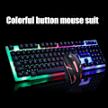 Miniatyrbild 1 av 8: LED Gaming Keyboard och Mus Combo, Bakgrundsbelyst LED Keyboard och Mus Set, Hållbar Fast Design, Färgglada Glödande Ljus för Datorspeltillbehör