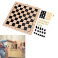 Miniatyrbild 7 av 8: Träbräde för schack, dam och backgammon 3-i-1, vikbart, 24 x 24 cm / 9,4 x 9,4 tum, bärbar interaktivt spelset