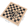 Miniatyrbild 5 av 8: Träbräde för schack, dam och backgammon 3-i-1, vikbart, 24 x 24 cm / 9,4 x 9,4 tum, bärbar interaktivt spelset